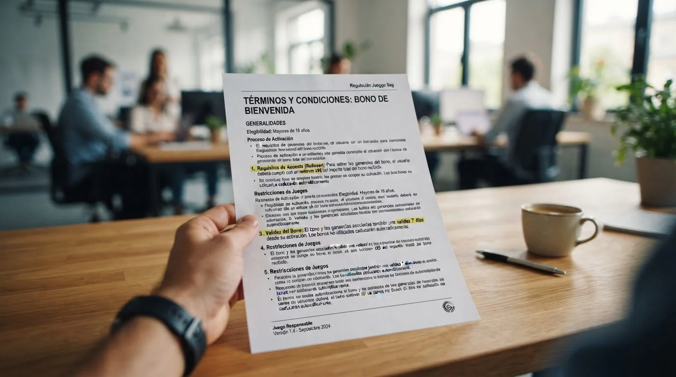 Documento mostrando términos de bonos sin depósito con rollover y validez