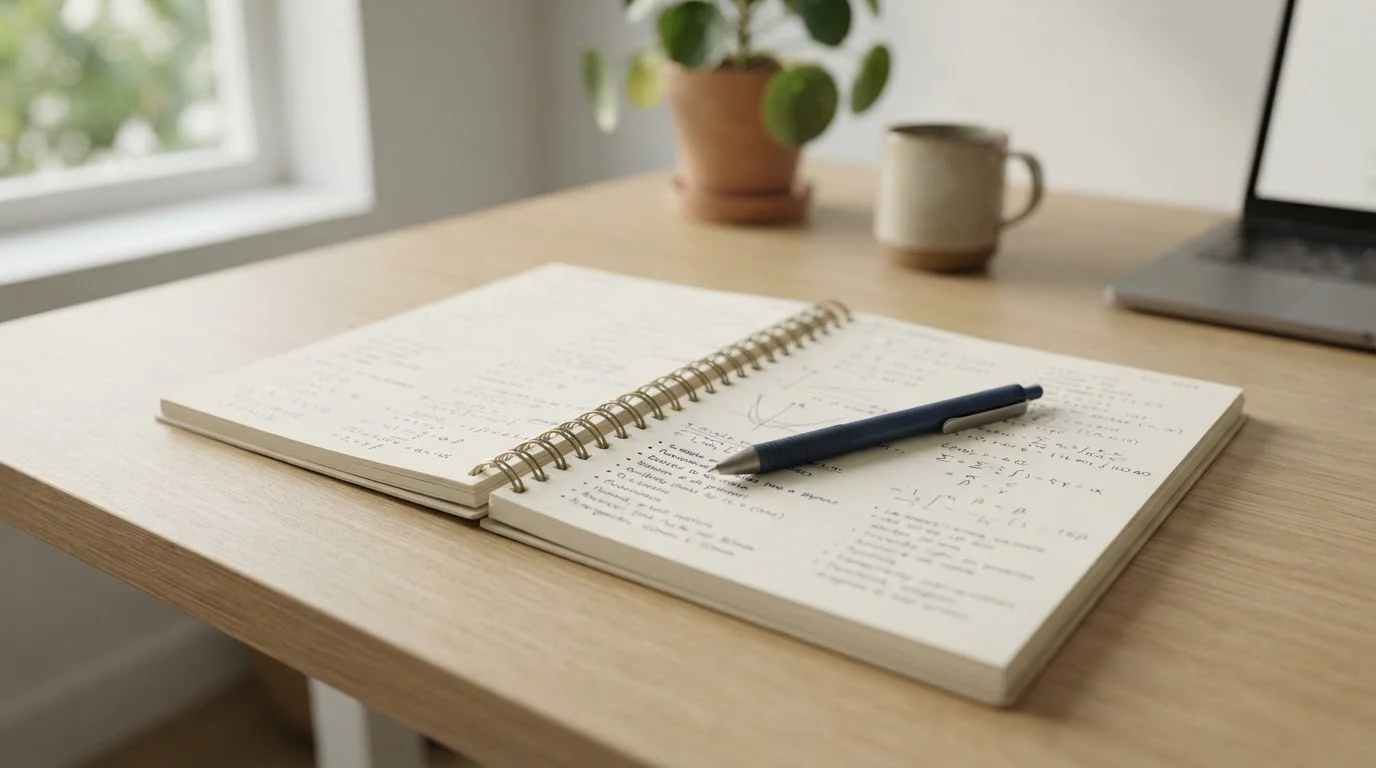 Cuaderno con anotaciones y cálculos sobre requisitos de apuesta junto a un bolígrafo