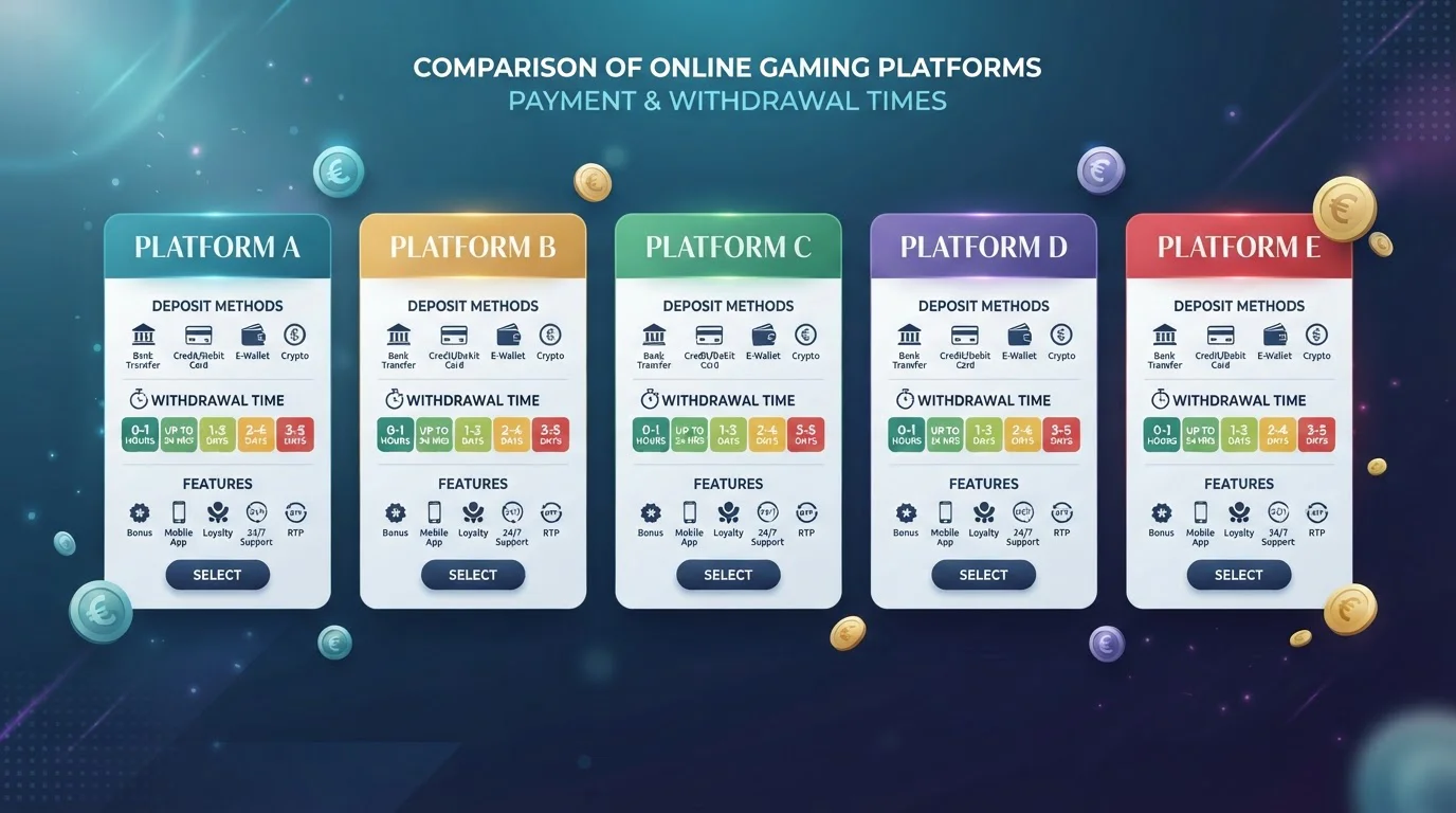 Comparativa visual de los cinco casinos con sus métodos de pago
