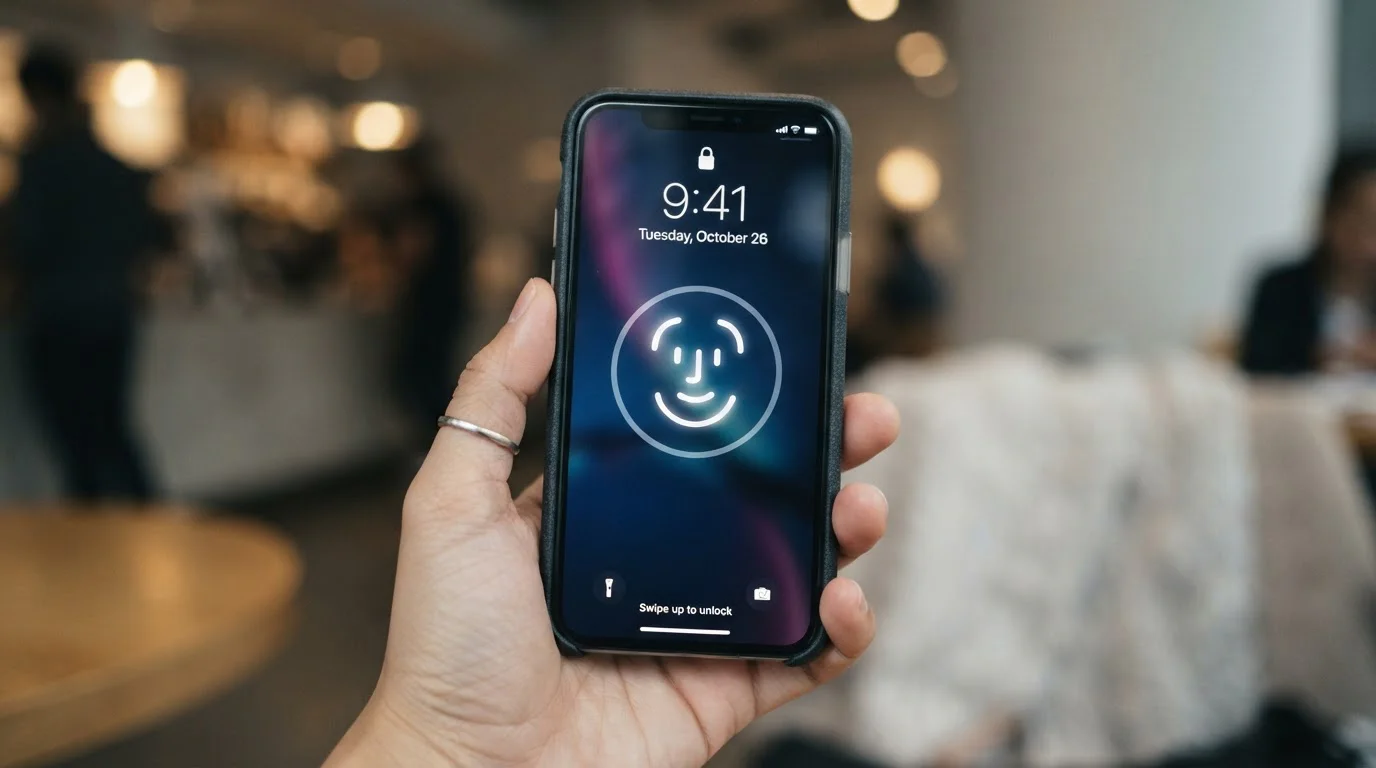 iPhone mostrando Face ID activado para autorizar depósito en casino