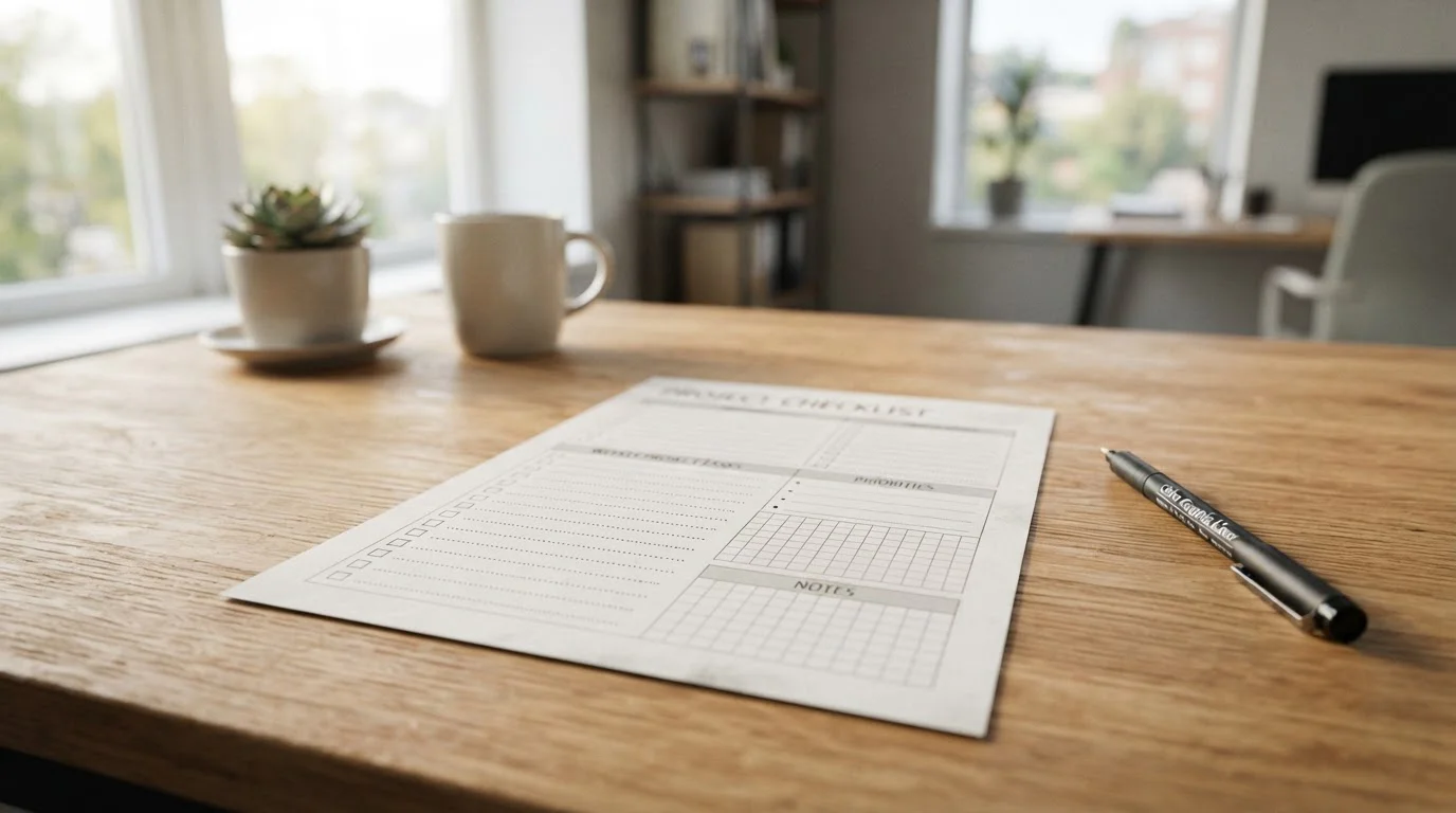 Documento con una lista de criterios para evaluar casinos sobre un escritorio