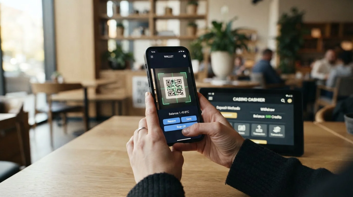 Depósito con Bitcoin Cash escaneando el código QR de la wallet hacia el casino