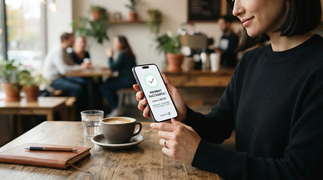 Persona realizando depósito en casino online desde teléfono inteligente con interfaz de pago seguro