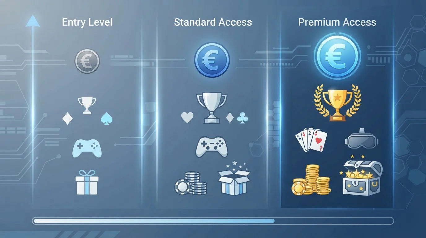Gráfico visual comparando acceso a bonos y juegos según umbral de depósito