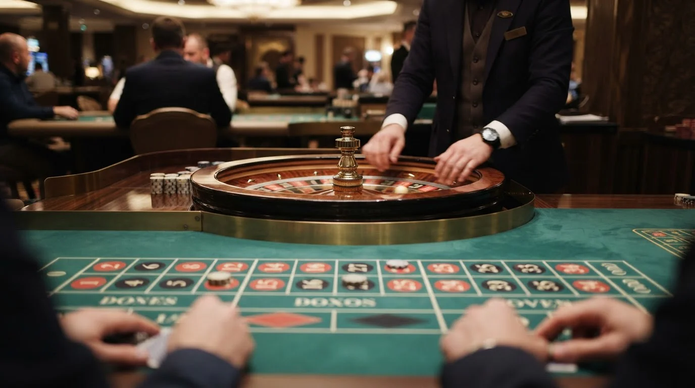 Mesa de ruleta en vivo con crupier y jugadores online conectados
