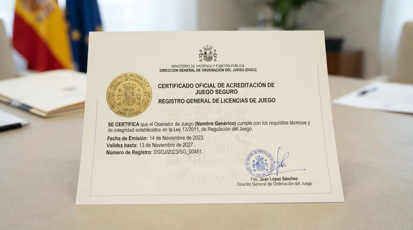 Sello oficial DGOJ Juego Seguro con logo de regulación española