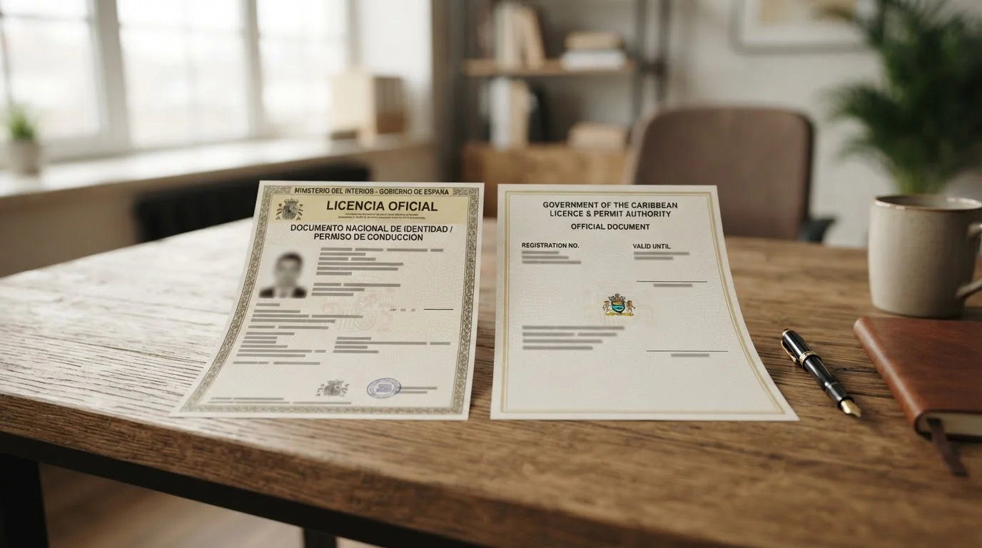 Documento de licencia DGOJ y licencia Curaçao lado a lado