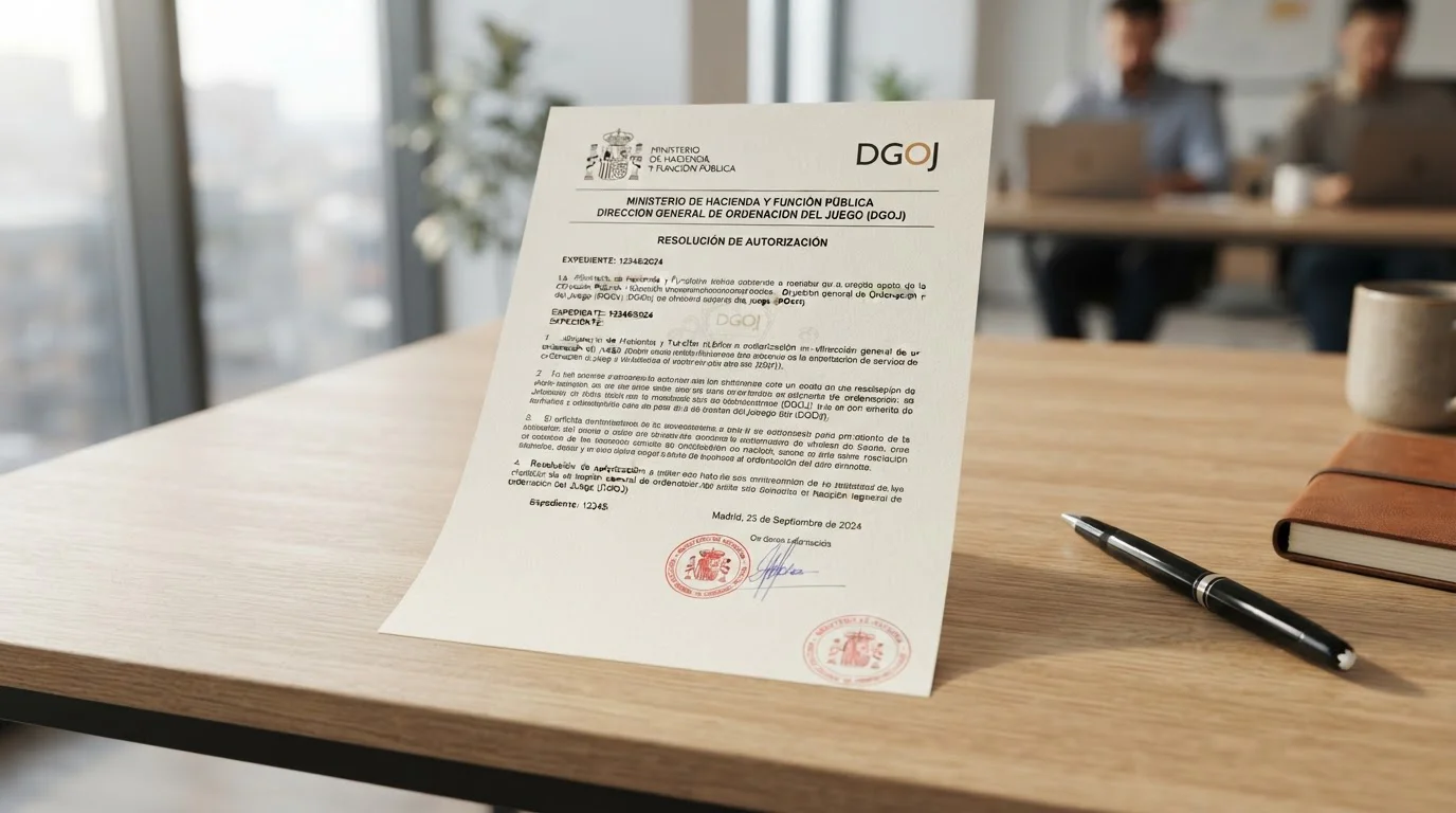 Documento de licencia DGOJ con sello oficial