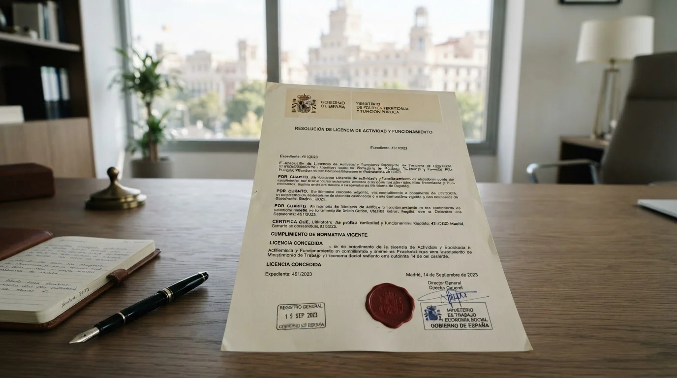 Documento oficial con sello de regulación