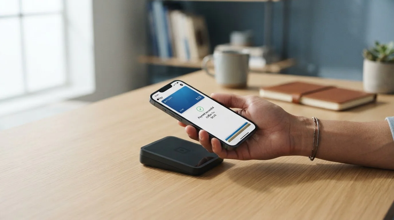 Persona usando iPhone con Apple Pay para depositar en casino online español