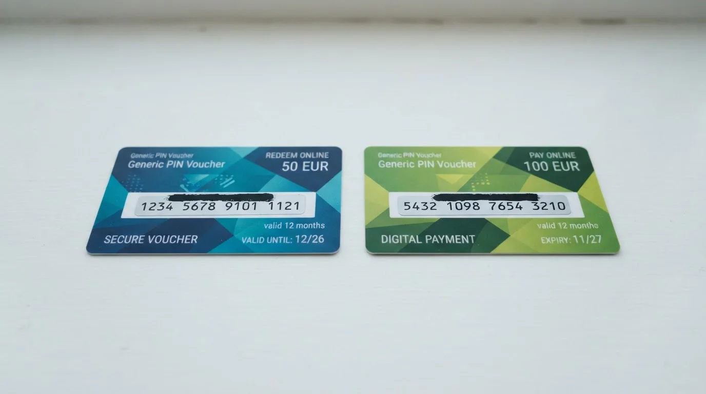 Dos vales prepagos genéricos lado a lado representando comparativa
