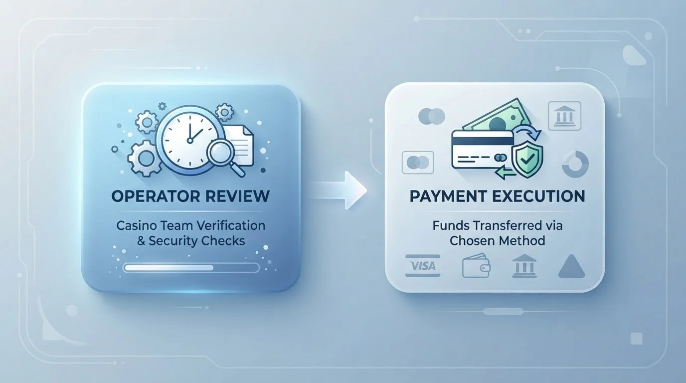 Diagrama del proceso de retirada en casino online mostrando tiempo de operador y tiempo de método
