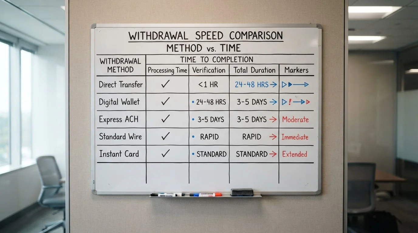 Tabla comparativa en pizarra blanca con tiempos de retiro y marcadores de velocidad