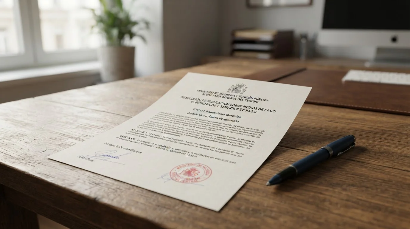 Ilustración de un documento sobre métodos de pago con un sello genérico