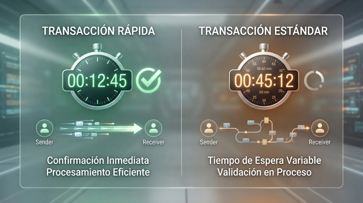 Comparativa visual de tiempos de transacción con cronómetros digitales