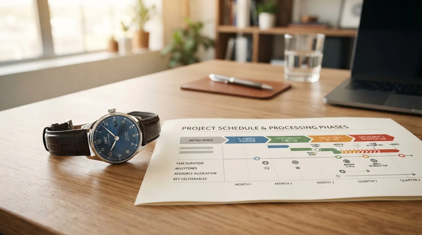 Reloj y documento mostrando tiempos de procesamiento de retiros