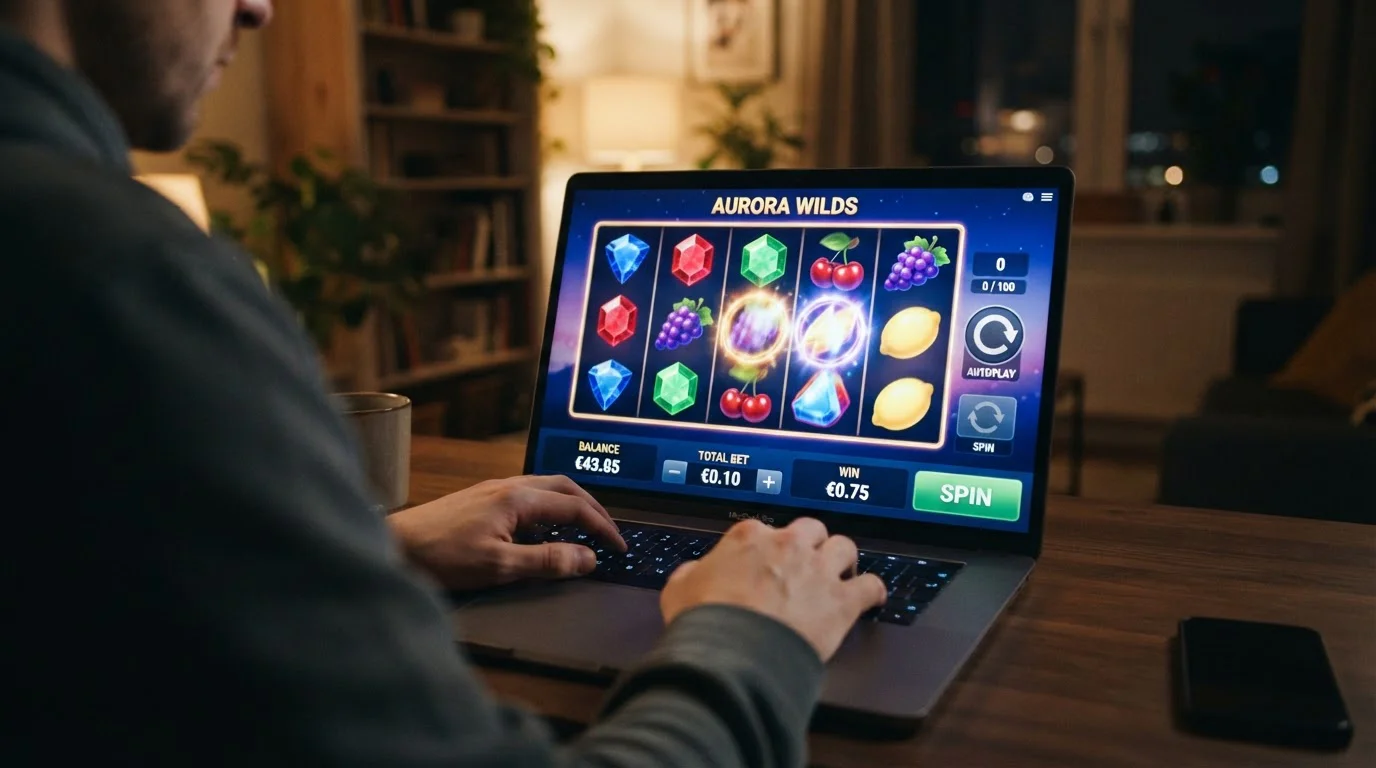 Pantalla de slot mostrando apuesta de 0.10 euros y contador de tiradas